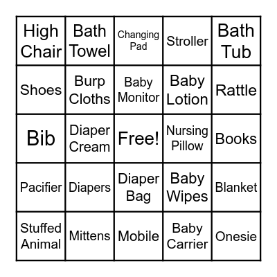 Baby Bingo Card