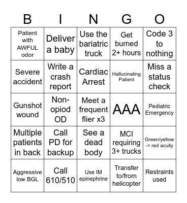 Allina EMS Bingo Card