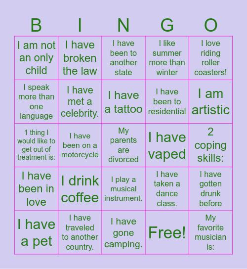 I have... Bingo Card