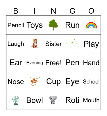 Marathi Vocabulary Bingo Card
