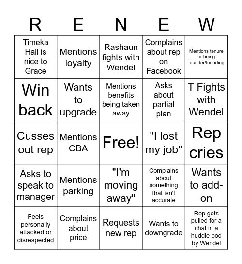 Squirrels Renewal Bingo 2026 Bingo Card