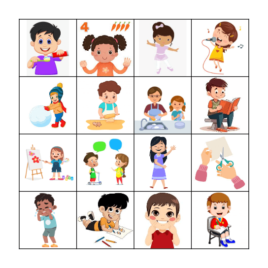 Action Words Bingo Card