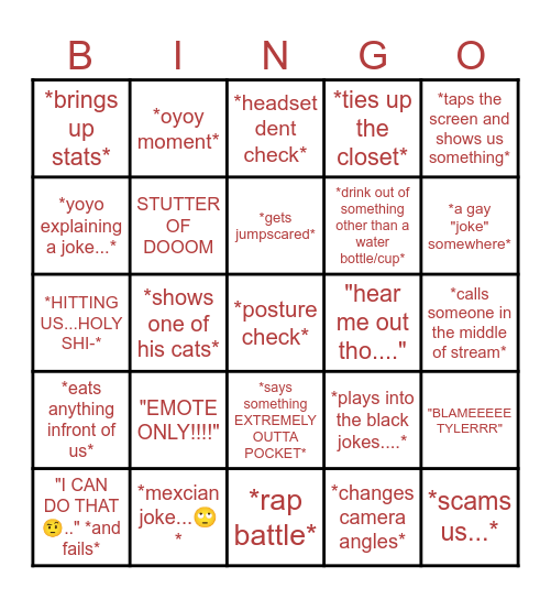 Oyoy bingo Card