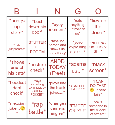Oyoy bingo Card