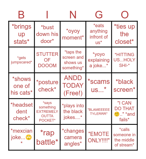 Oyoy bingo Card