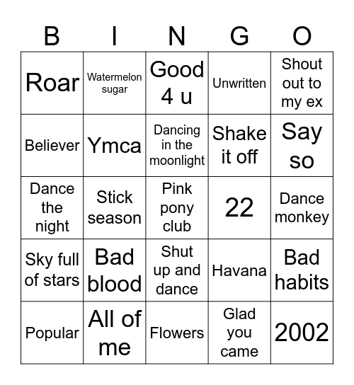 Big stars bingo Card