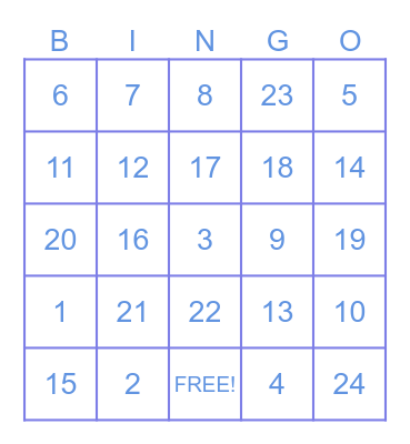 Math facts within 20 Bingo Card