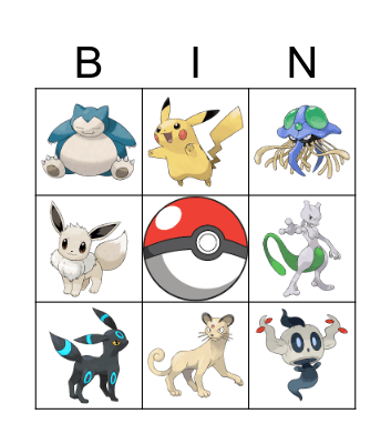 Pokemon Friends Bingo Card