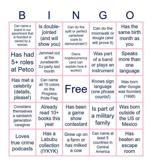 People Bingo Card