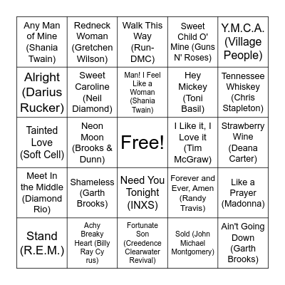 Boogie Bingo Card