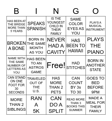 FIND SOMEONE WHO... Bingo Card