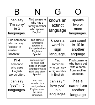Find someone who... Bingo Card