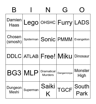 Supercon 2025 Bingo Card