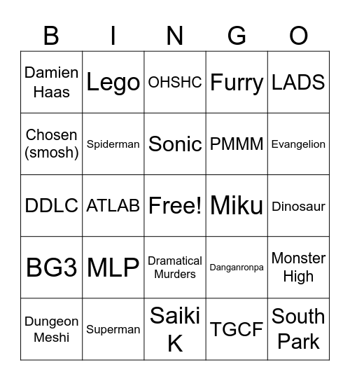 Supercon 2025 Bingo Card