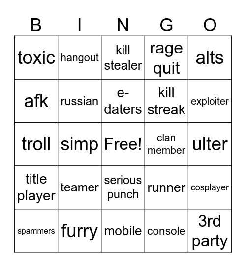 ihn Bingo Card