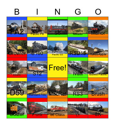 Railways That I would like to volunteer with PWP one day Bingo Card