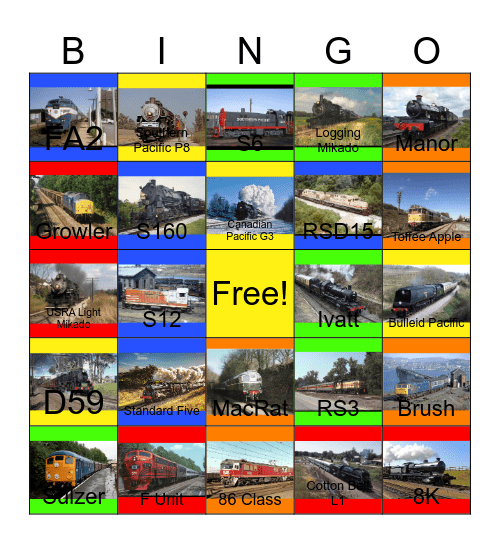 Railways That I would like to volunteer with PWP one day Bingo Card