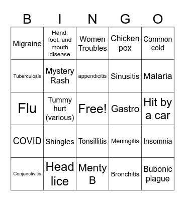 Plagues of HC Bingo Card
