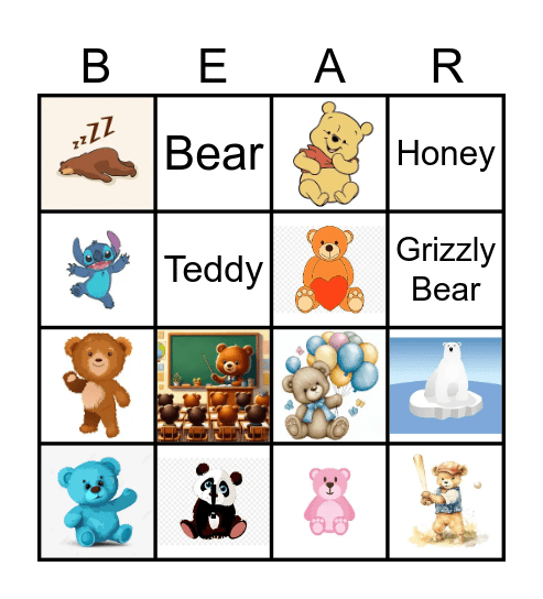 Teddy Bear Bingo Card