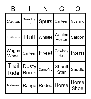 WESTERN Bingo Card