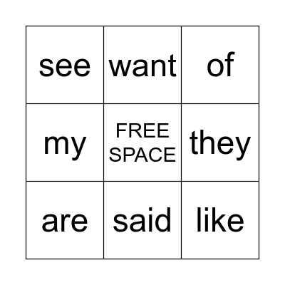 Red Word Bingo Card