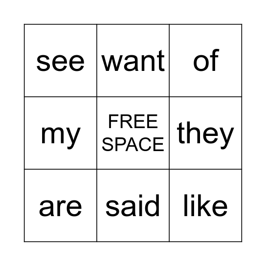 Red Word Bingo Card