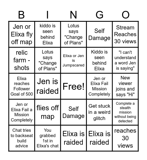 Saturday Warframe Bingo Card