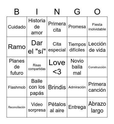Bingo de bodas Bingo Card