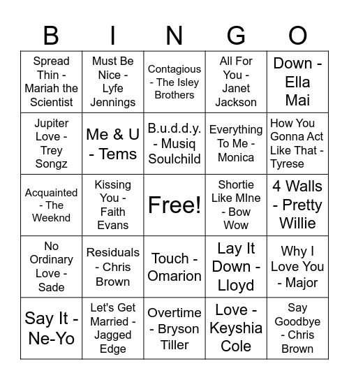 Prey RnB Bingo! Bingo Card