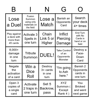 YCS Corey's House - Summer 2025 Bingo Card