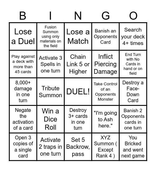 YCS Corey's House - Summer 2025 Bingo Card