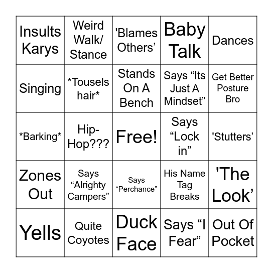 Dazz L Baller Bingo Card
