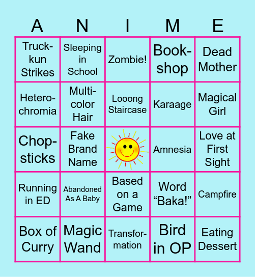 Summer Tropes Bingo Card