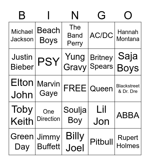 Appy Hour Bingo: Guess the Artist Bingo Card
