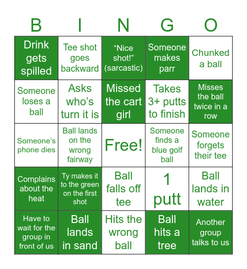 Par-Tee BINGO Card