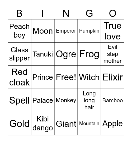Fairy Tales Bingo Card