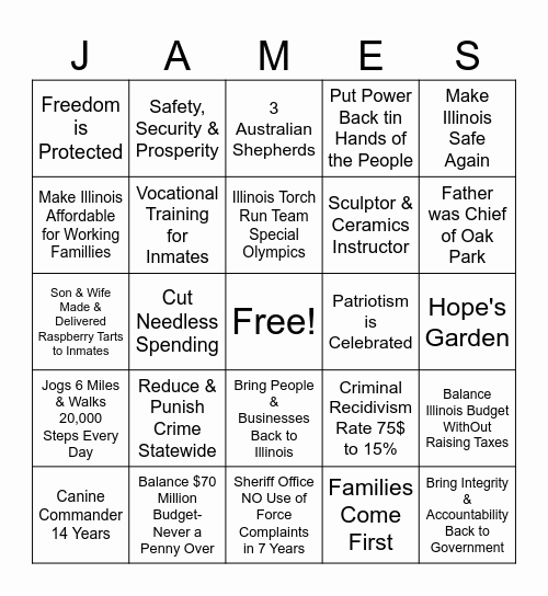 Stars, Strips & Solutions Bingo Card