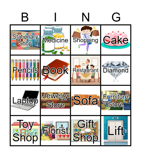 Teacher's Club Shopping Mall Bingo Card