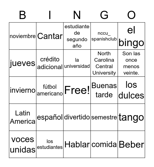 BINGO Card