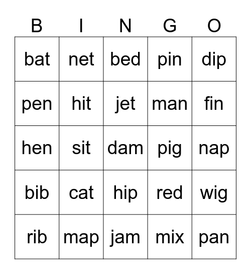 Smart Phonics 2 Bingo Card