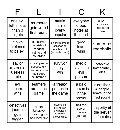 Flicker Bingo Card