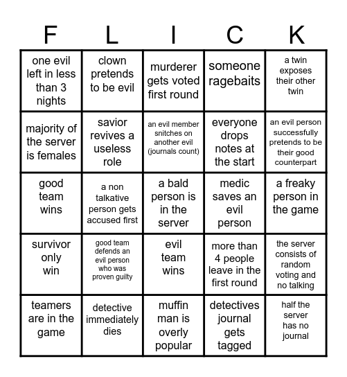 Flicker Bingo Card