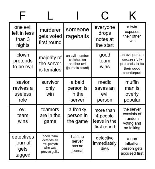 Flicker Bingo Card