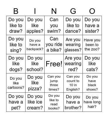 Nice to Meet You Bingo Card