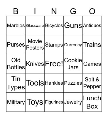 Miss Ellie's Antiques Bingo Card