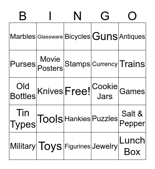 Miss Ellie's Antiques Bingo Card