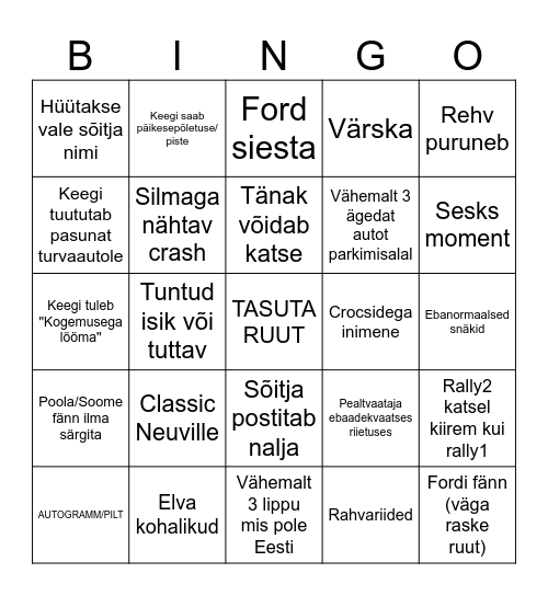 Rallibingo Card