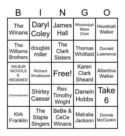CLASSIC GOSPEL Bingo Card