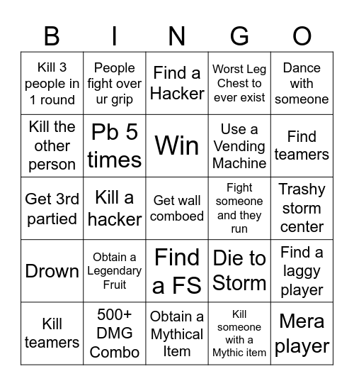 Grand Piece Online Lockout Bingo Card