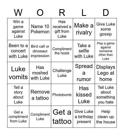Luke vs The Bingo Card